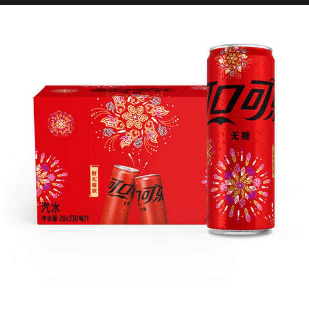 Plus会员:可口可乐Coca-Cola Zero 无糖碳酸饮料 电商限定 330ml*20烟花罐*6件 191.17