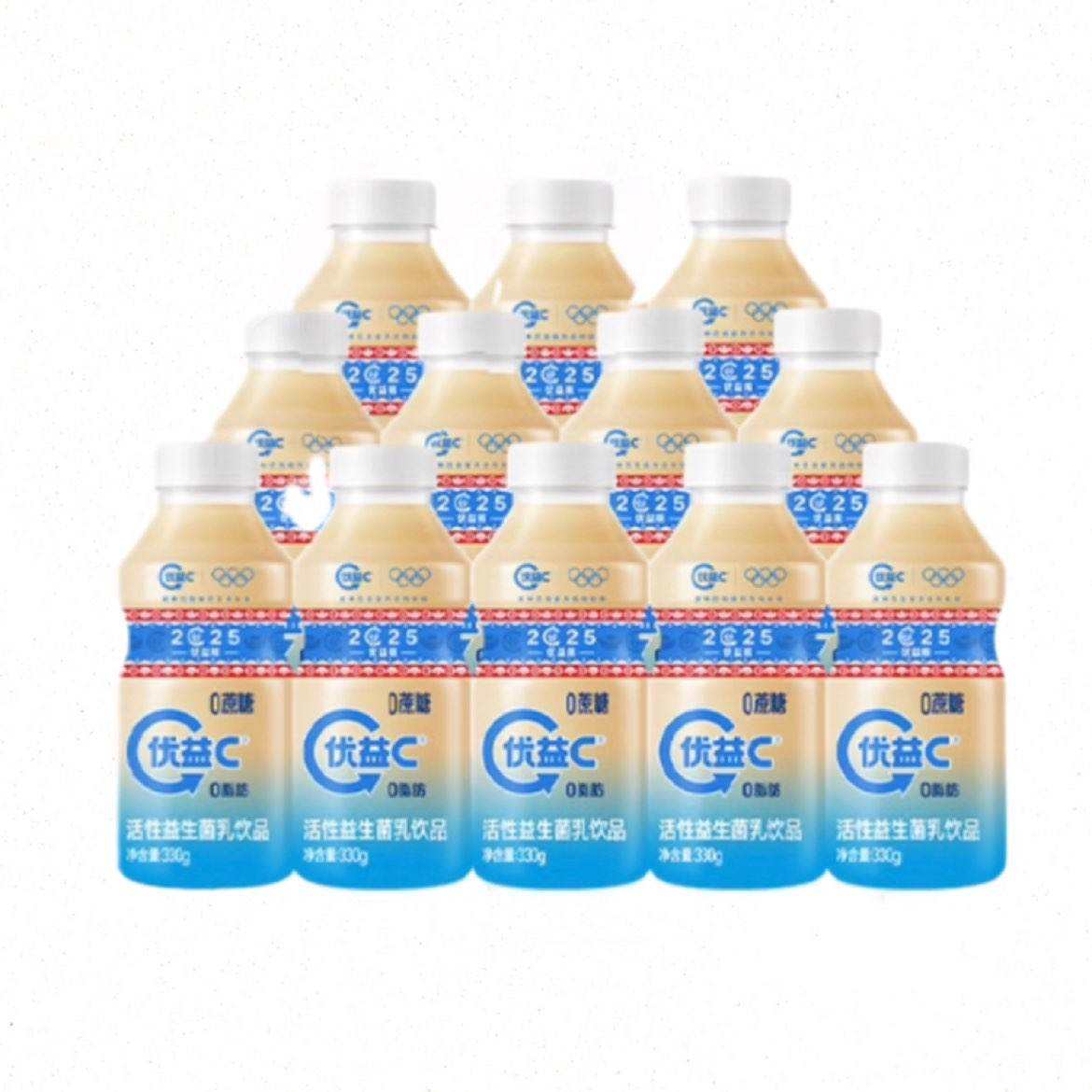 蒙牛优益C 活菌型乳酸菌饮品0蔗糖原味330g*12瓶 29.90元包邮（需试用）