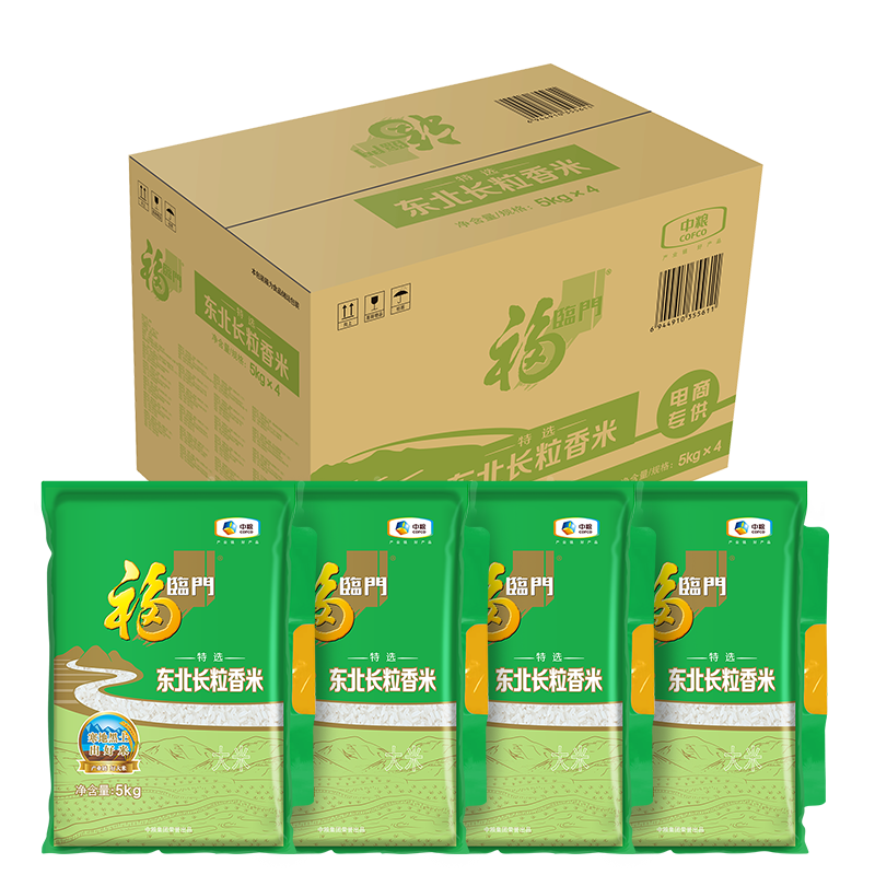 Fortune福临门 特选东北长粒香米 寒地黑土 5kg 4件 86.4元(需领券、需凑单)