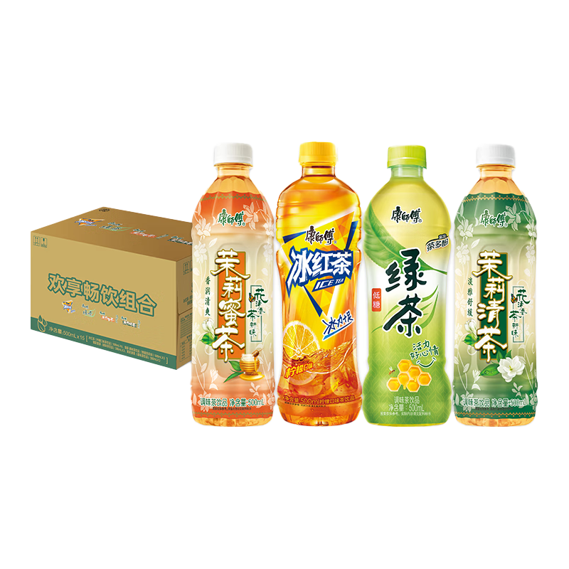 康师傅 混合装 茶饮料 冰红茶/茉莉蜜茶/绿茶/茉莉清茶 7500ml 33.8元（需用券