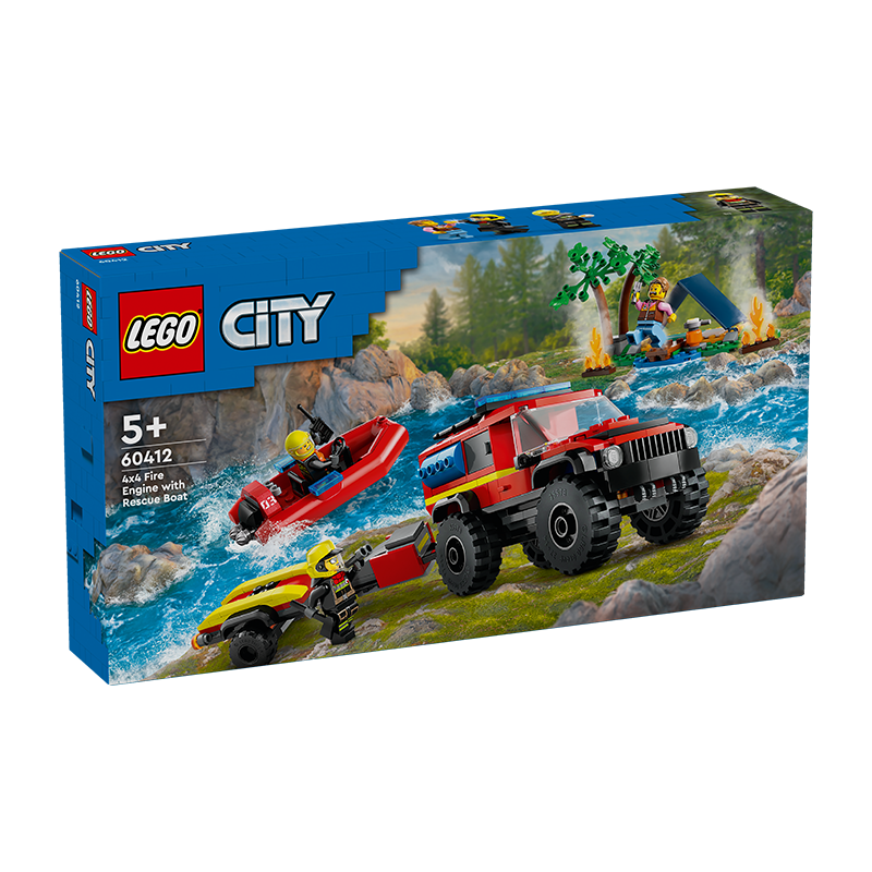 PLUS会员、今日必买：LEGO 乐高 City城市系列 60412 4x4 消防车和救生艇 127.95元