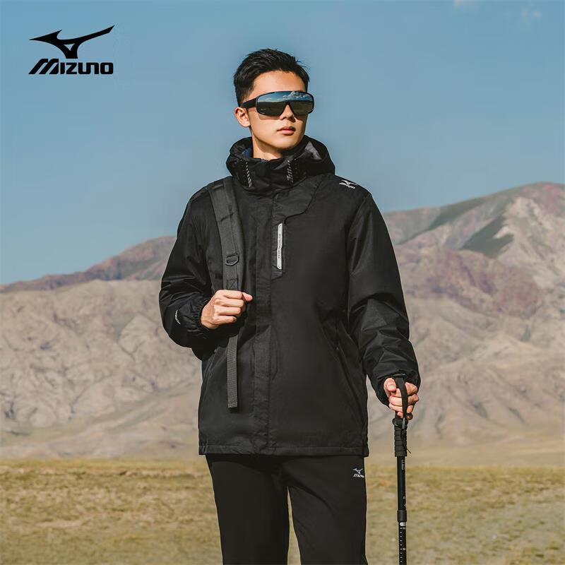 Mizuno 美津浓 户外锋衣男女三合一防风防水夹克外套秋情侣登山服 319元（需