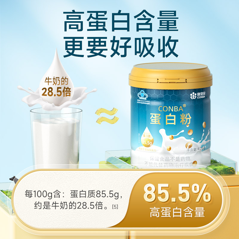 88VIP：CONBA 康恩贝 乳清蛋白粉 400g*2罐 礼盒装 76元（需用券）