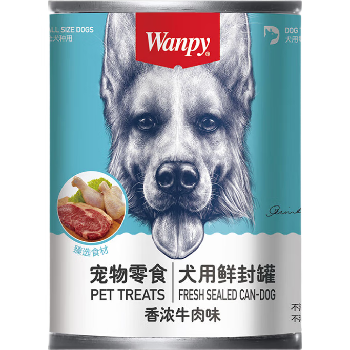 顽皮（Wanpy）狗罐头牛肉鲜封罐375g*1罐 狗零食湿粮 4.56元