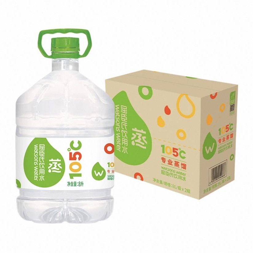屈臣氏 105°高温蒸馏饮用水整箱8L*2桶 21.47元（需用券）