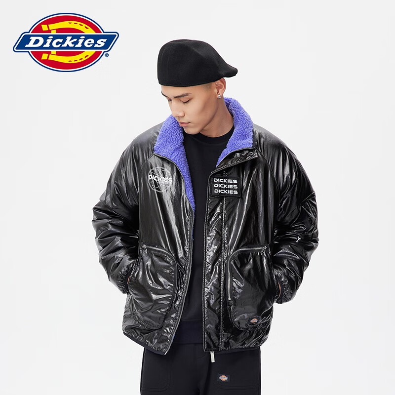 Dickies 帝客 两面穿羊羔绒夹克男女情侣保暖上衣厚外套10910 金属黑 XL 169元