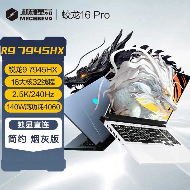 百亿补贴：机械革命 蛟龙16Pro R9-7945HX/4060满功耗2.5K/240HZ游戏本烟灰版 16GB+1TB