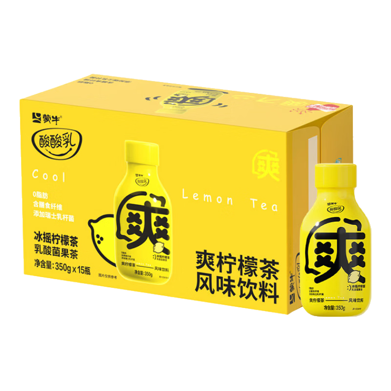 再降价、plus会员: 蒙牛 酸酸乳 爽柠檬茶风味 350g×15瓶 23.66元包邮（需关注