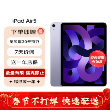 Apple 苹果 ipad Air5 10.9英寸 2022款 苹果平板电脑 M1芯片 紫色 10.9寸 64G WiFi版 原