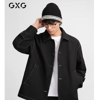 PLUS会员：GXG 男装衬衫式夹克外套 秋季新品 黑色 拍3件 645.53元（需领券，合