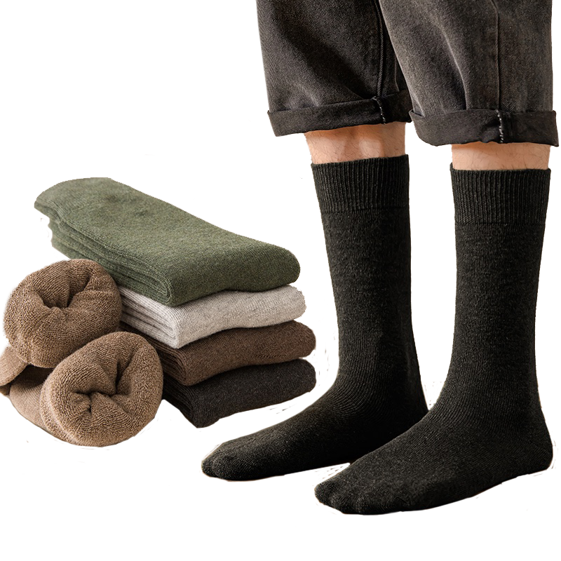 俞兆林 5双加厚男袜 秋冬加绒中高筒毛圈地板袜 雪地毛巾袜 冬袜 11.96元(需
