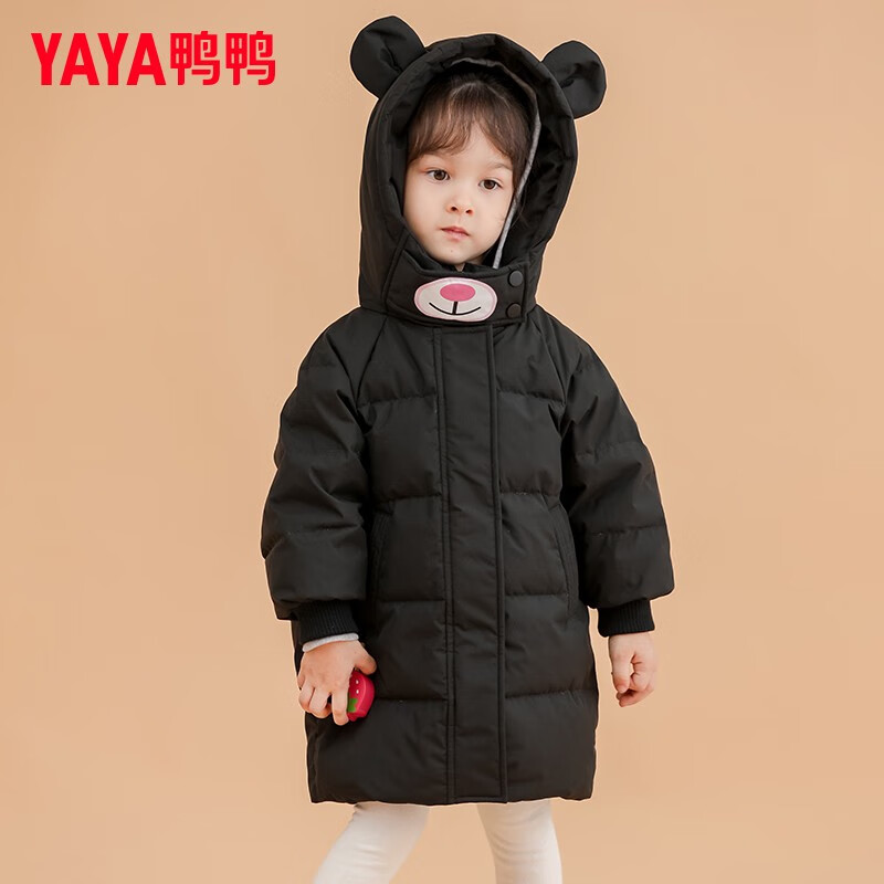 移动端：YAYA 鸭鸭羽绒服 鸭鸭 羽绒服中长款加厚保暖外套 黑色 130cm 239元