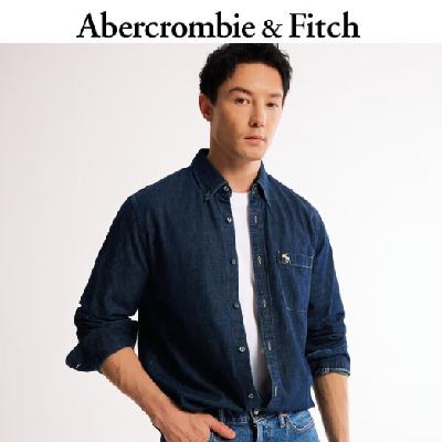 PLUS会员：ABERCROMBIE & FITCH 男装 小麋鹿复古牛仔布衬衫 1KI125-4040 深色 225.33元