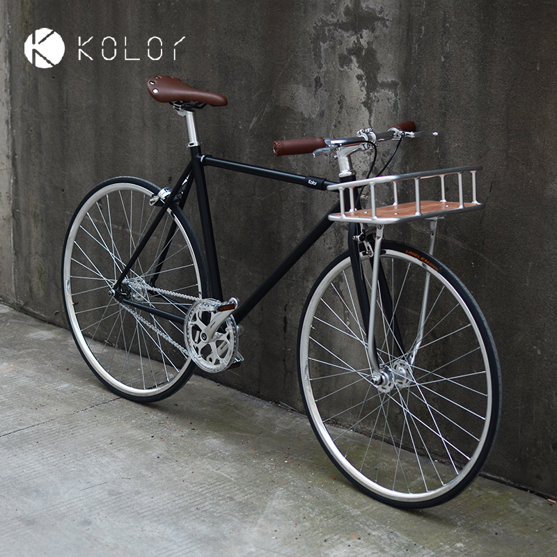 kolor 卡勒单车KC101复古网红通勤车带铝合金车篮城市自行车男女车 典雅黑标配 L号 单速 999元（需用券）
