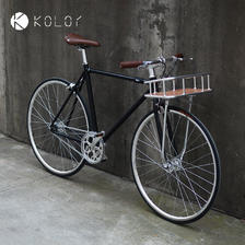 kolor 卡勒单车KC101复古网红通勤车带铝合金车篮城市自行车男女车 典雅黑标
