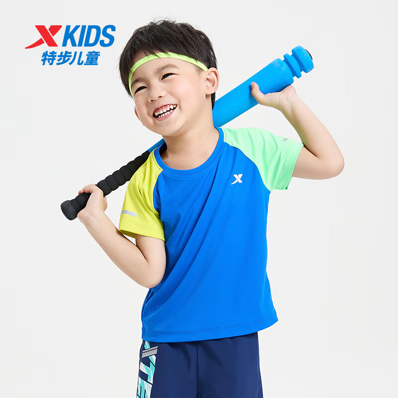 XTEP 特步 儿童童装男女童幼小童柔软舒适透气短袖T恤 皇家蓝 120cm 39.9元