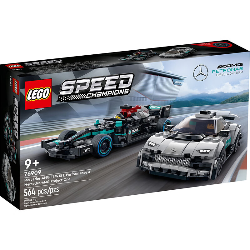 LEGO 乐高 Speed超级赛车系列 76909 梅赛德斯-AMG F1 W12 E Performance 和梅赛德斯-AMG 