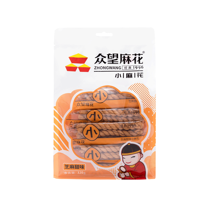 众望食品 ZHONGWANG FOOD 小麻花 320g 芝麻甜味 8.56元（需买3件，共25.68元）