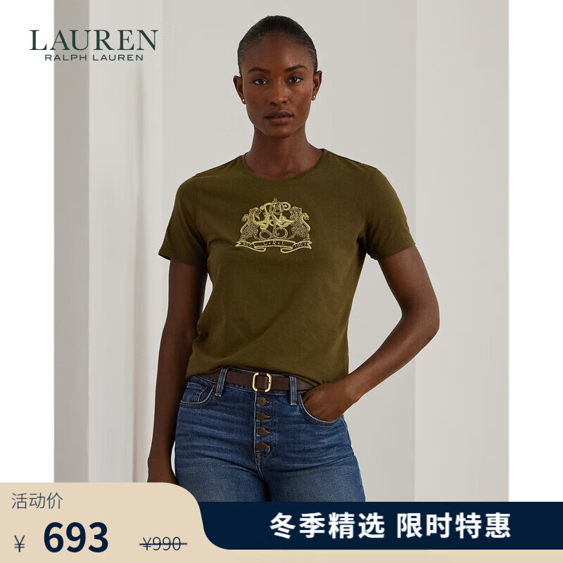 RALPH LAUREN 拉夫劳伦 LAUREN RALPH LAUREN 拉夫劳伦 女装 24年秋宽松版狮子饰章棉