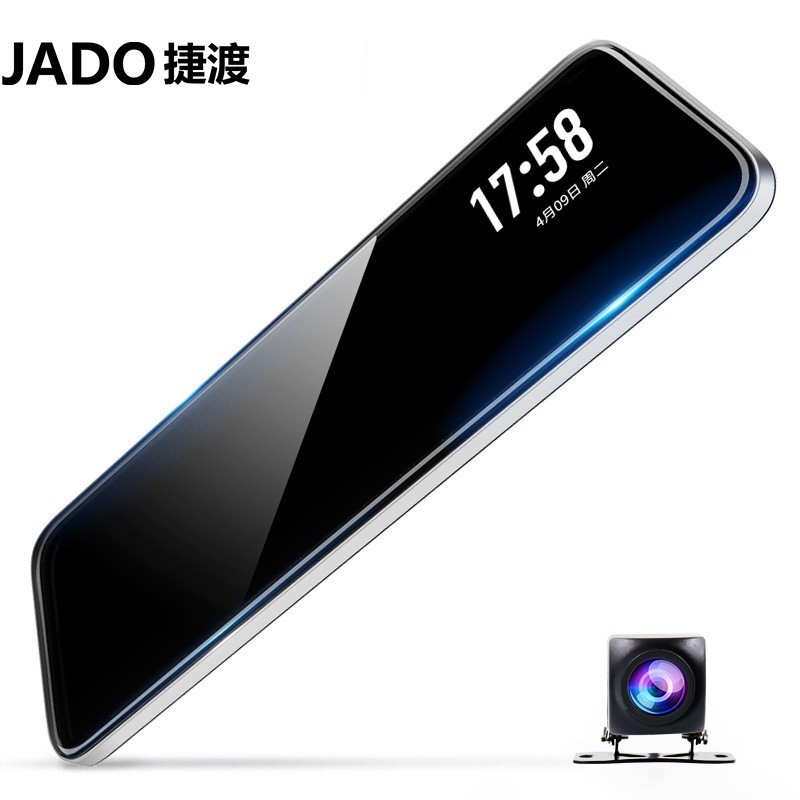 JADO 捷渡 行车记录仪前后双录G830 1296P高清夜视10英寸全屏流媒体后视镜双镜