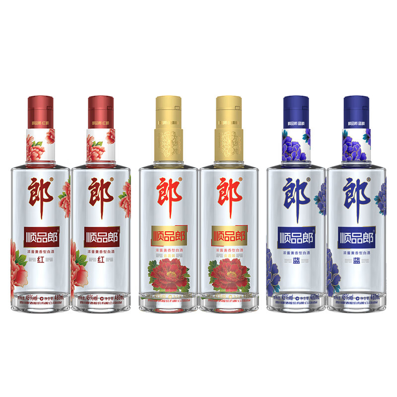 LANGJIU 郎酒 顺品郎 蓝顺480*2瓶+红顺480*2+金盖480*2 共6瓶 209元（需用券）