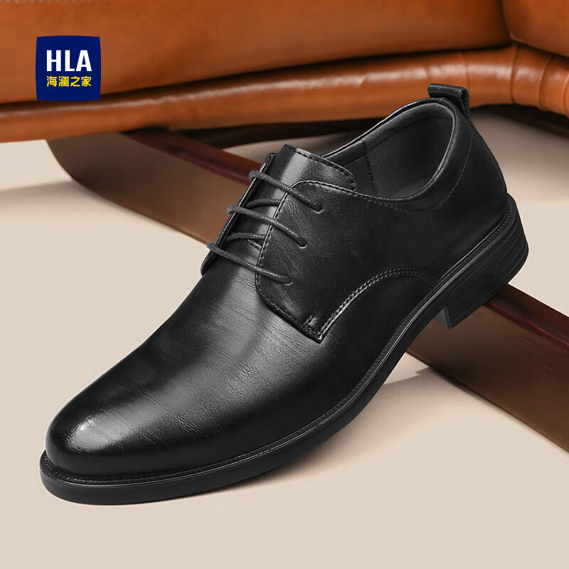 HLA 海澜之家 皮鞋男士商务系带正装德比鞋子HAAPXM2DBH107 黑色升级款43 279元（