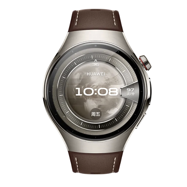 华为 WATCH 5 46mm高端款航天级钛合金表壳木星棕素皮复合表带X-TAP智感窗eSIM 22