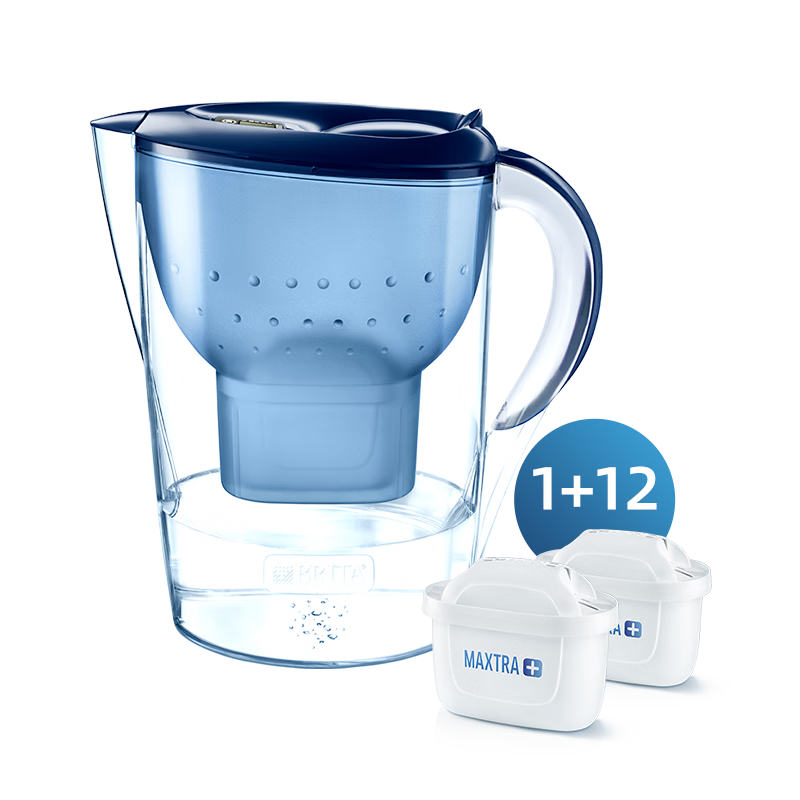 BRITA 碧然德 过滤净水器 家用滤水壶 净水壶 Marella 海洋系列+多效滤芯12枚 337