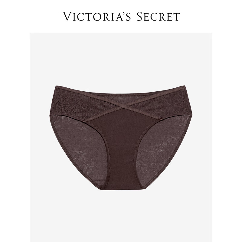 VICTORIA'S SECRET 维密 全新小雏菊蕾丝舒适女士内裤性感三角裤 14F7摩卡棕-老花