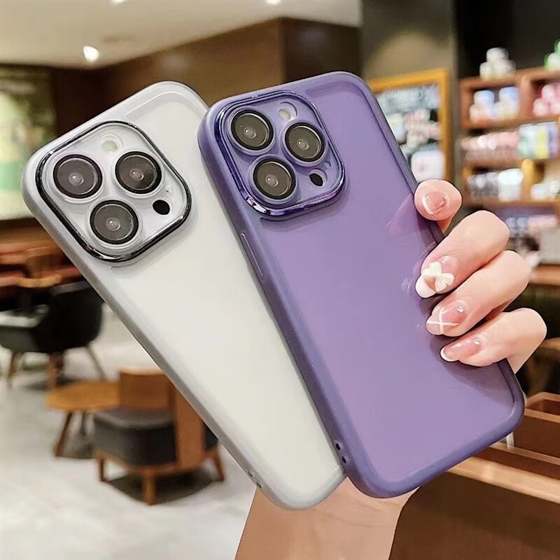 昊穆 暗紫色适用苹果14Promax手机壳iPhone13新款12自带镜头膜 透蓝色 7.88元（需