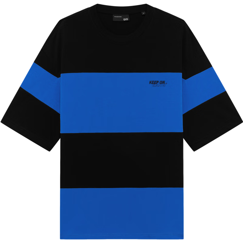GXG奥莱 商场同款寻迹海岛系列圆领短袖T恤 2022年夏季新款 蓝黑条 165/S 64.86元