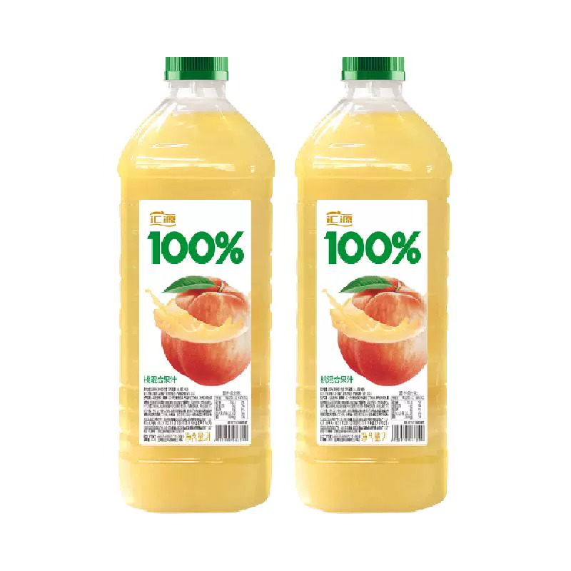 汇源 100%桃混合果汁2L*2瓶装 ￥17.9