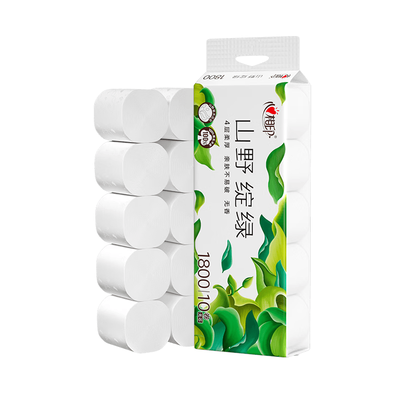 PLUS会员：心相印 向野而生 4层180g×10卷 无芯卷纸＊9件 11.88元/件（共106.92元