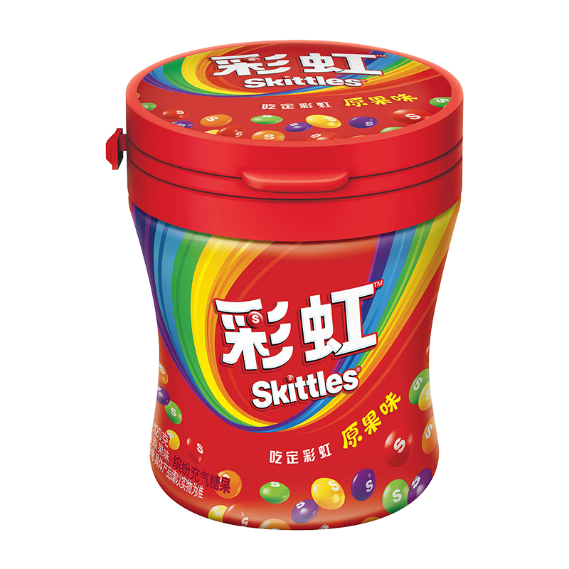 限19号、京东秒杀：Skittles 彩虹糖 原果味 110颗 120g 单瓶装 7.46元 PLUS会员包