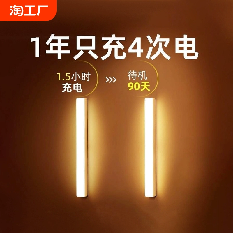 LED 橱柜灯智能人体感应灯条无线厨房鞋柜衣柜灯家用卧室睡眠夜灯 ￥3.89