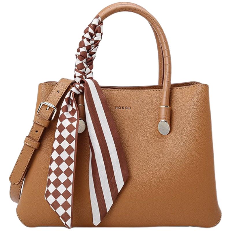 红谷 包包女包新款潮牛皮单肩手提包时尚气质丝巾戴妃包母亲节礼物 499元