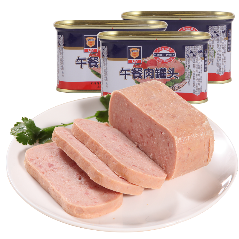 京东百亿补贴、plus会员：梅林（MALING） 上海梅林午餐肉罐头 198g*3罐 22.85元