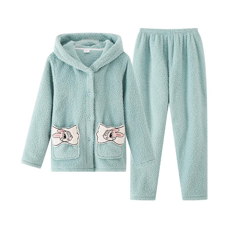 都市丽人 内衣女睡衣套装秋冬珊瑚绒米粒绒家居服 46.41元