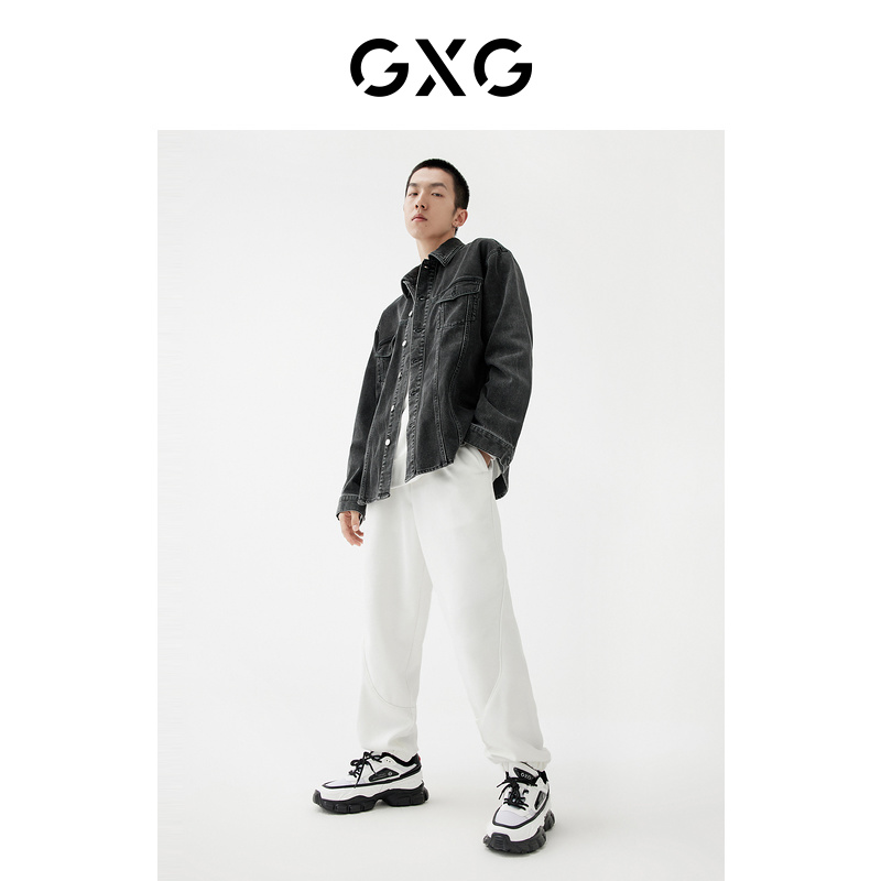 GXG 男装商场同款牛仔夹克 22年春季新品 趣味谈格系列 104.5元（需买3件，共3