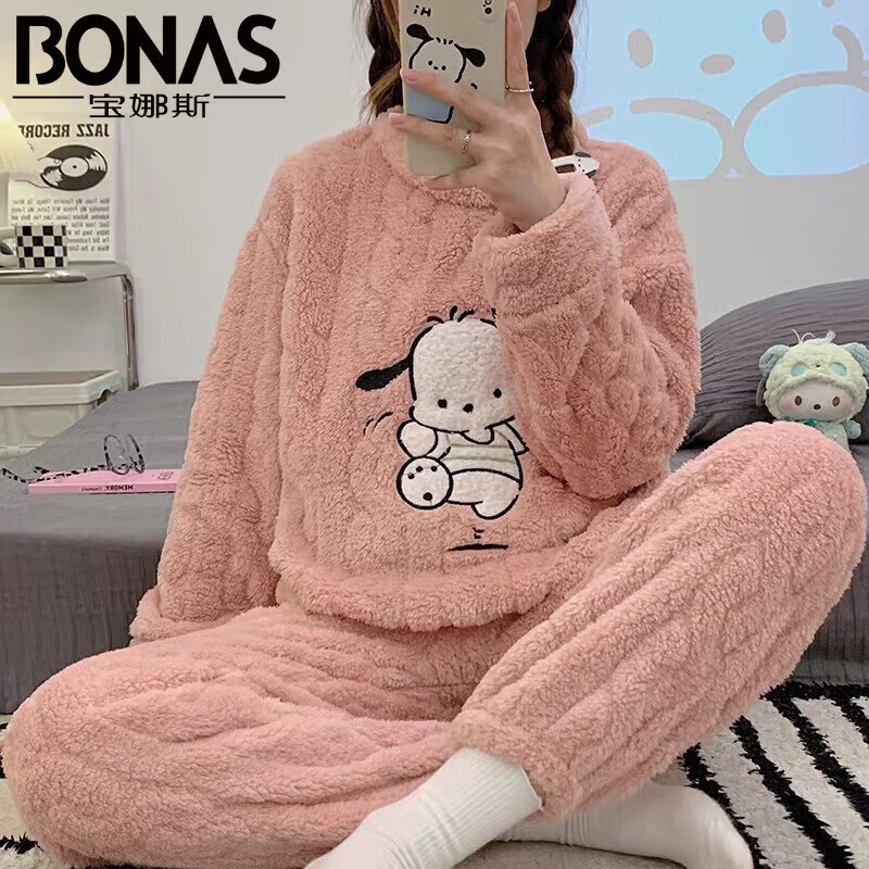 宝娜斯 仙女印花珊瑚绒套装 家居睡衣 34.9元（需用券）