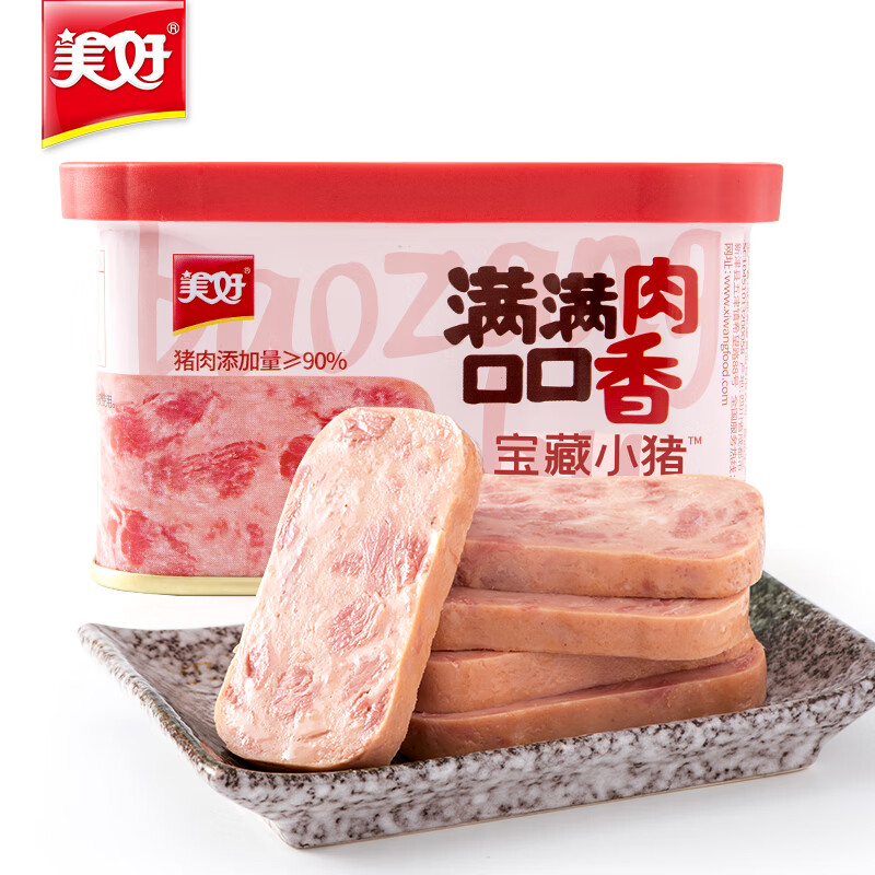 美好 宝藏小猪 火腿猪肉午餐肉罐头 198g （需买9件） 20.9元