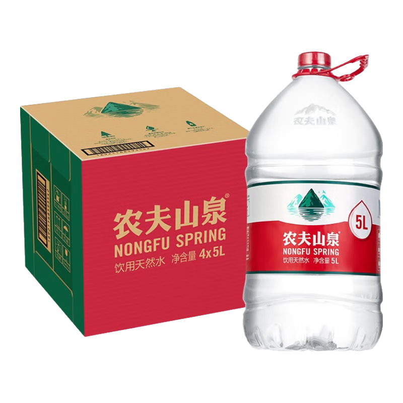 plus：农夫山泉 饮用水 饮用天然水5L*4桶 整箱装 27.73元