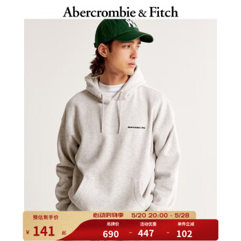 Abercrombie & Fitch 男装女装情侣装 24春新款美式风休闲抓绒连帽卫衣355487-1 浅