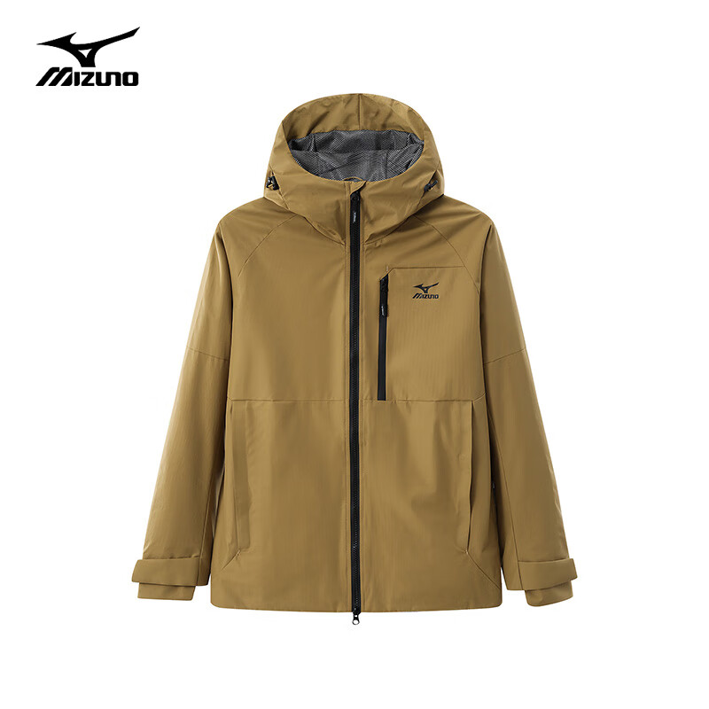 Mizuno 美津浓 户外夹克男女春秋薄款单层外套防风防水登山服RTA2CC3104 深驼色