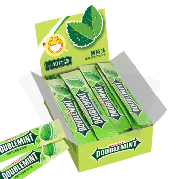 DOUBLEMINT 绿箭 口香糖条装40/100片清凉薄荷味清新口气接吻休闲零食糖果15. 绿