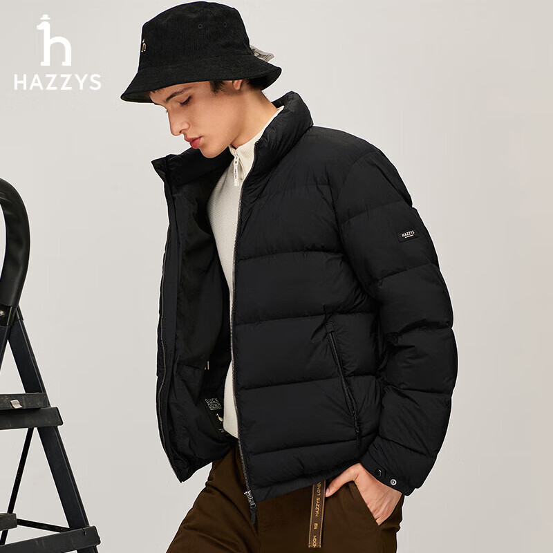 HAZZYS 男装直充蓬松羽绒服ASFZU0BDX25 黑色BK 175/96A48 1228.2元