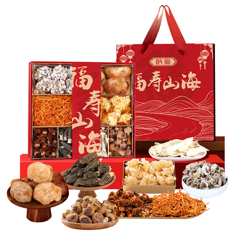 小甄菌鲜 福寿山海礼盒 400g 羊肚菌松茸海参花 109.1元（需用券）