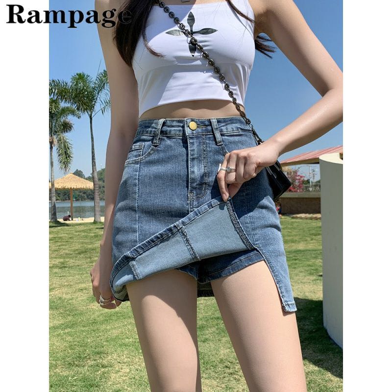 RAMPAGE 牛仔短裙女夏季高腰包臀裙半身裙ins森系仙女裙 40.88元