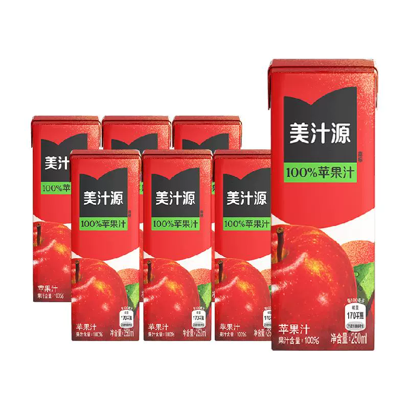 Coca-Cola 可口可乐 美汁源100%苹果汁 250ml*6盒 ￥18.9