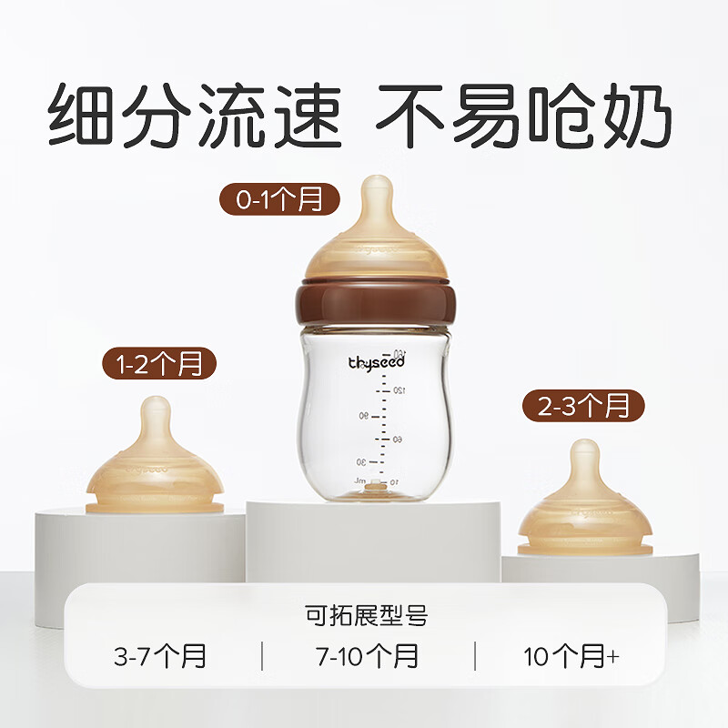 thyseed 世喜 新生儿防胀气奶瓶0-1个月玻璃婴儿仿母乳奶嘴160ml 141.08元